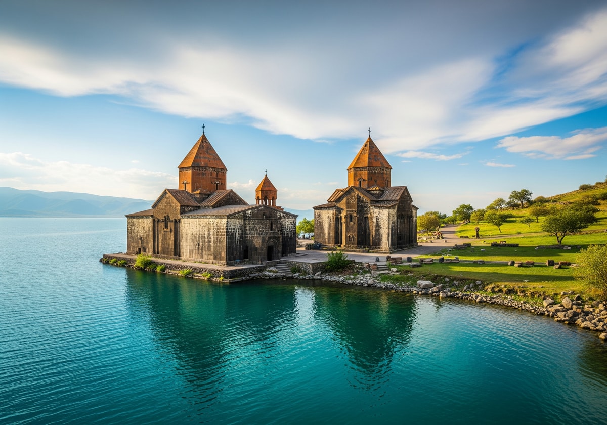 Lake Sevan with Sevanavank monastery