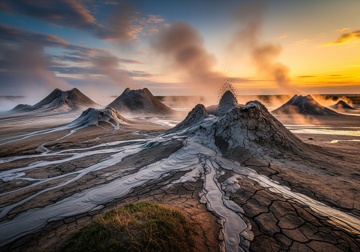 Mud volcanoes landscape