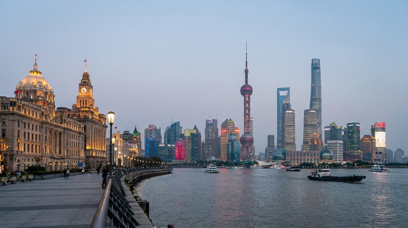 Shanghai skyline along the Bund for eligible transit stays