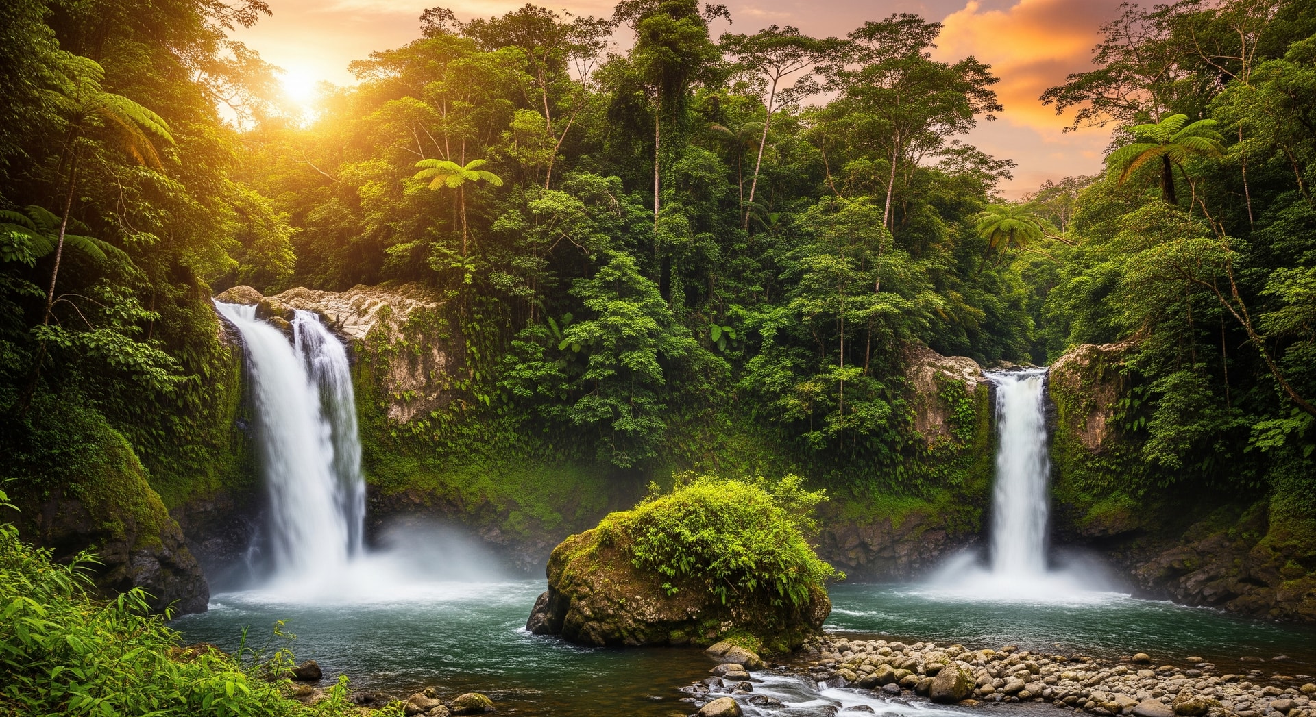 Trafalgar Falls twin waterfalls in Dominica