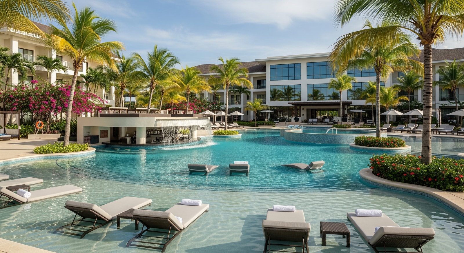 Luxury all-inclusive resort pool in Punta Cana