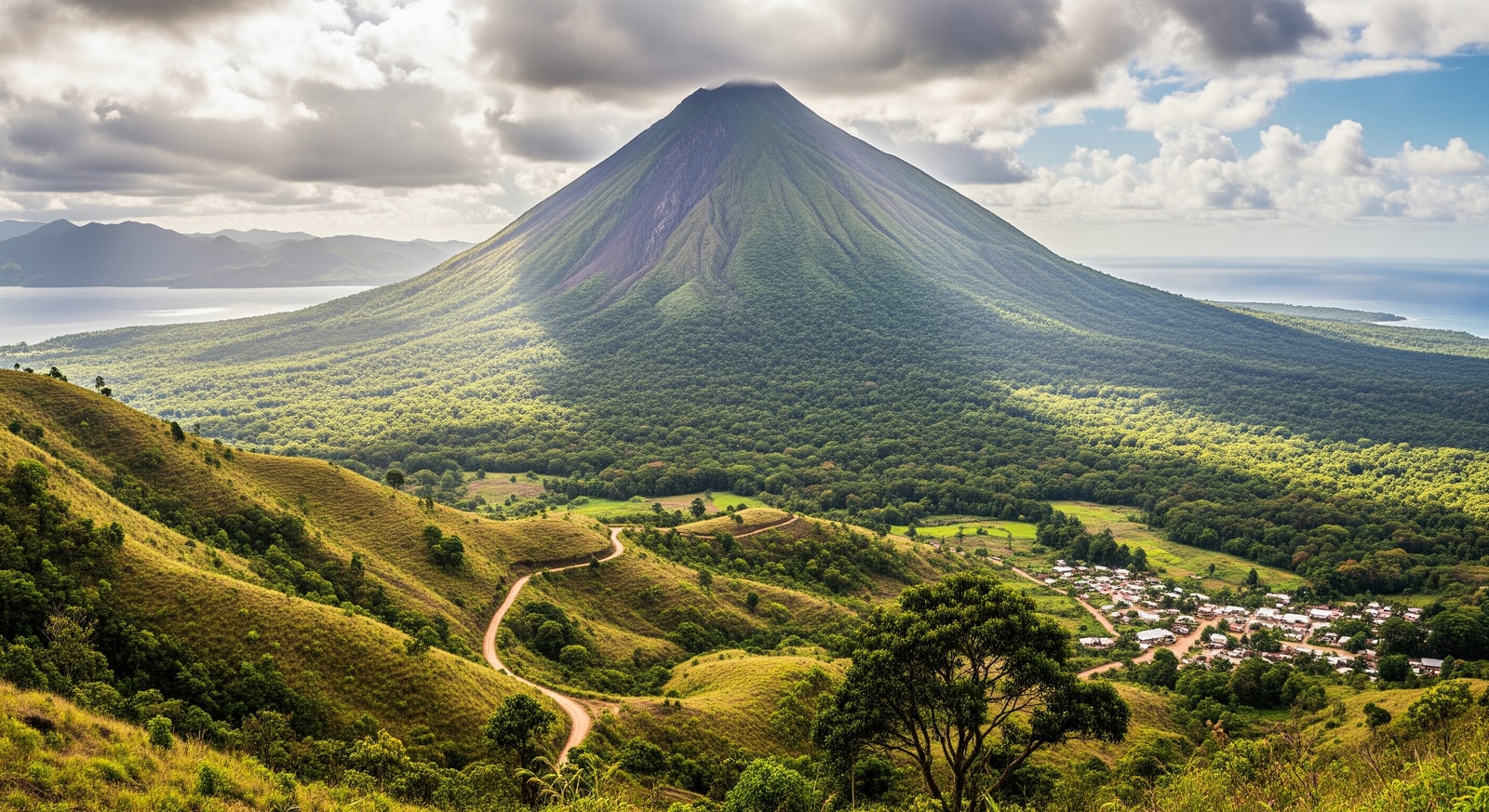 Bioko Island landscape with volcanic peak