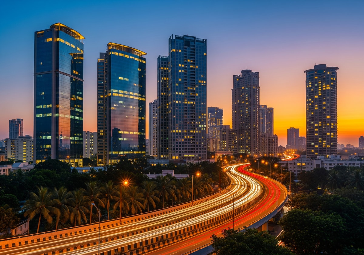 Mumbai's Bandra-Kurla Complex business district at dusk