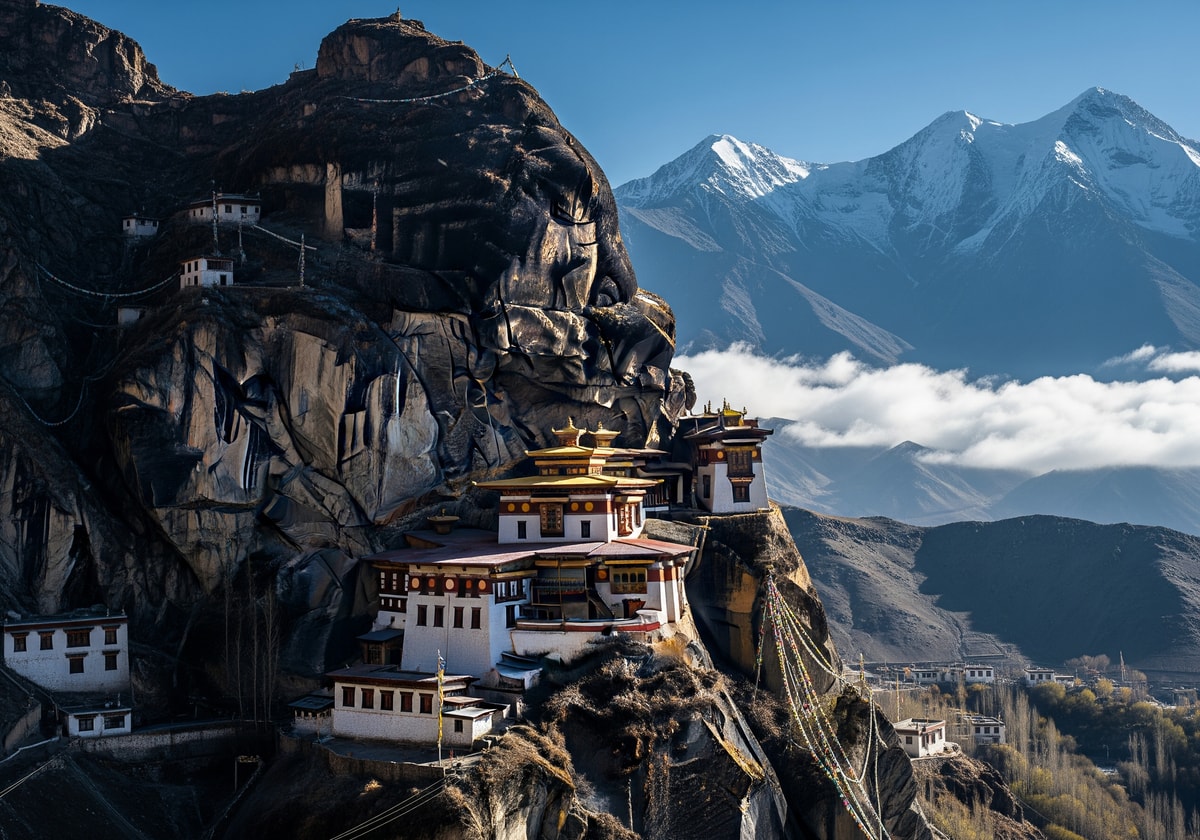 Ladakh monastery in Himalayan mountains