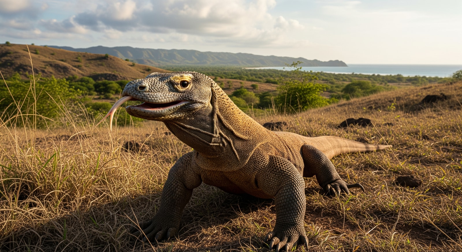Komodo dragon in its natural habitat on Komodo Island, Indonesia