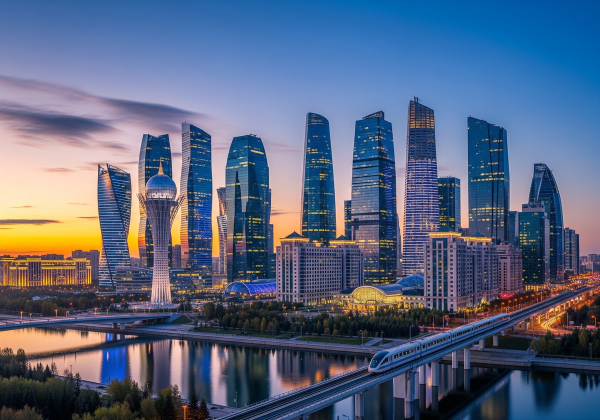 Futuristic Astana city skyline with modern architecture