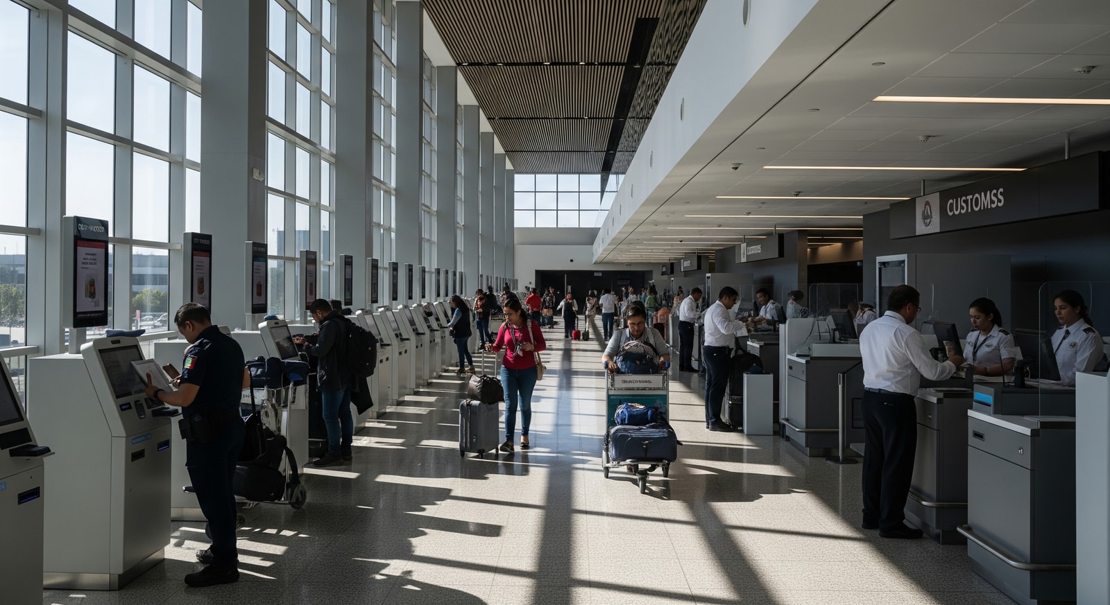 Modern customs area at Mexico City International Airport