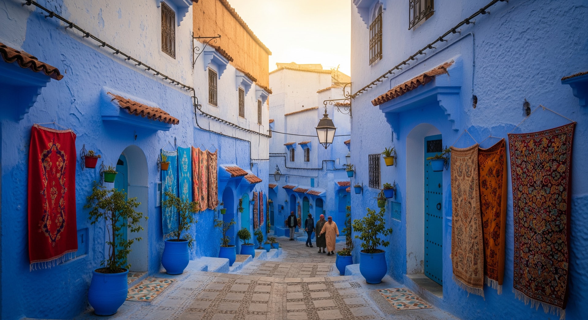 Blue streets of Chefchaouen Morocco with traditional architecture