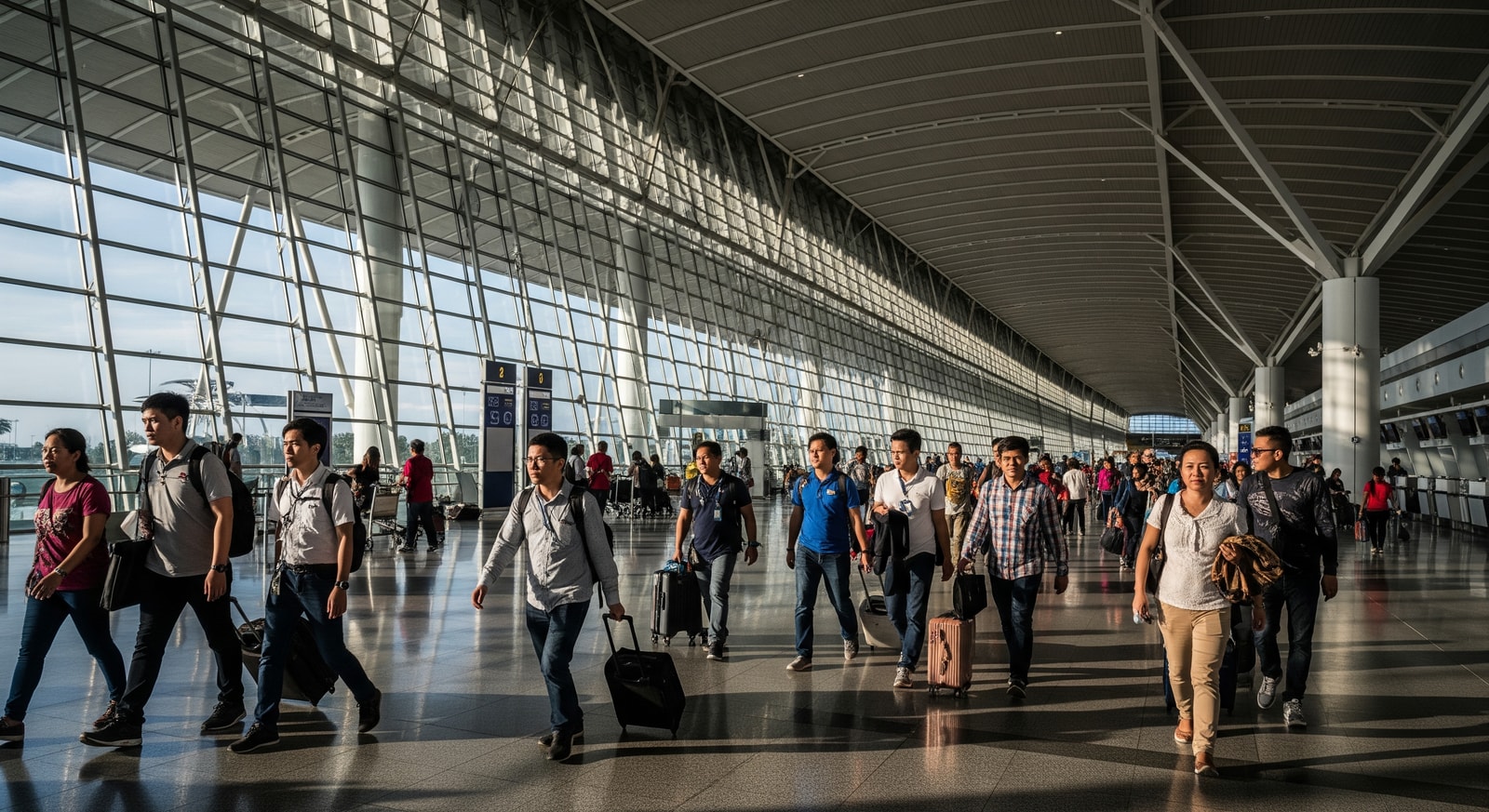 NAIA Terminal 3 in Manila Philippines with modern architecture and passengers