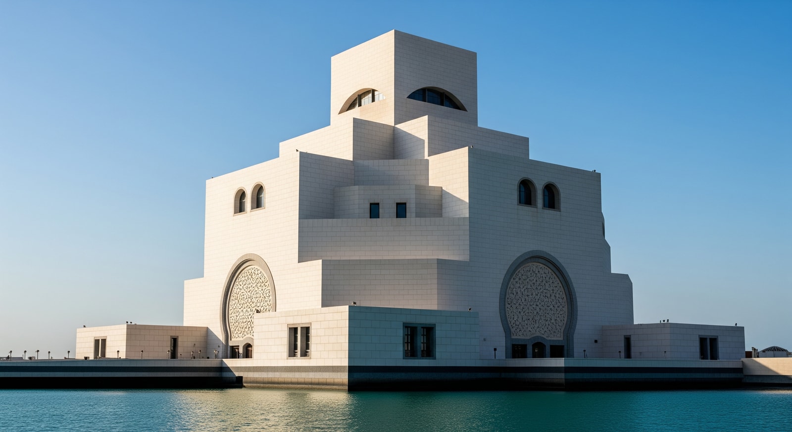Museum of Islamic Art in Doha Qatar designed by I.M. Pei with geometric architecture