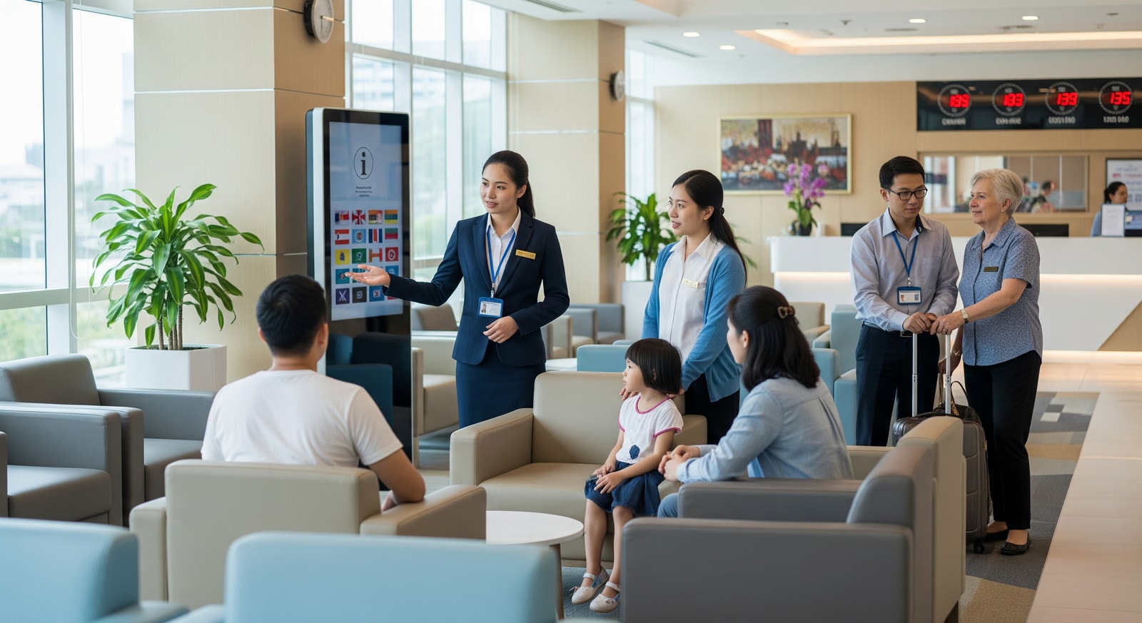 International patient lounge with multilingual staff at Samitivej Hospital