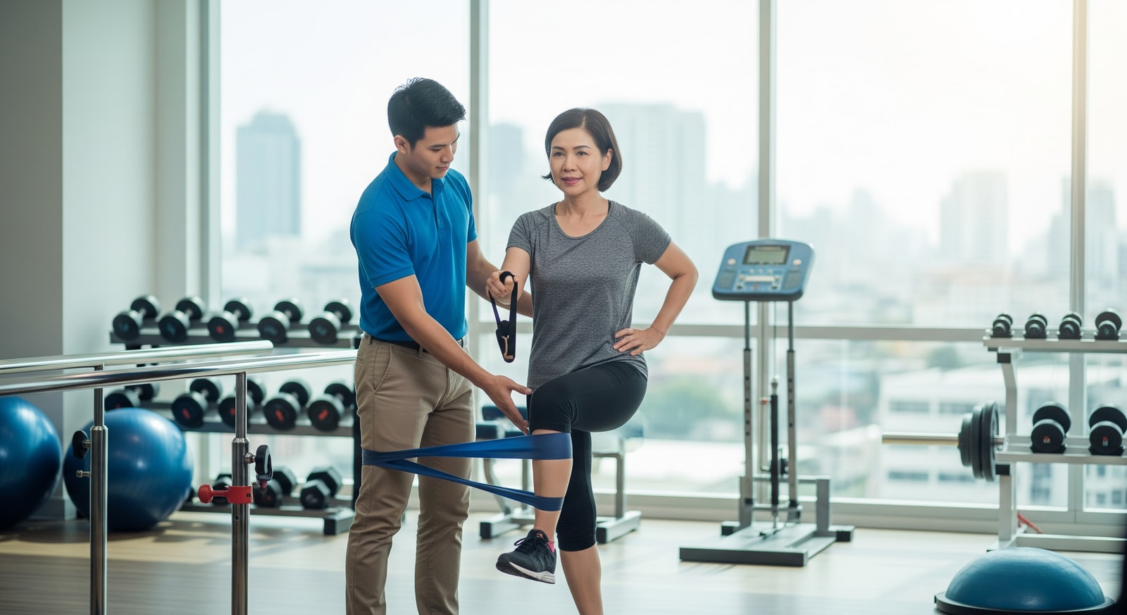 Physical therapy and rehabilitation session with therapist at Samitivej Hospital