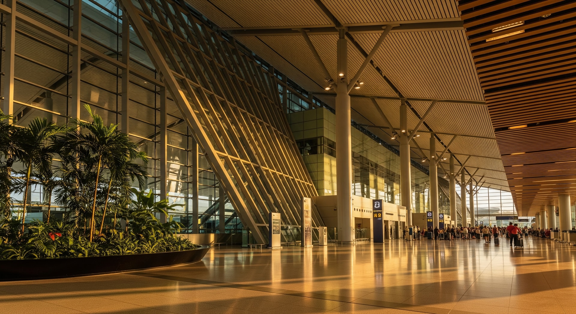 Changi Airport Singapore arrival hall with modern architecture