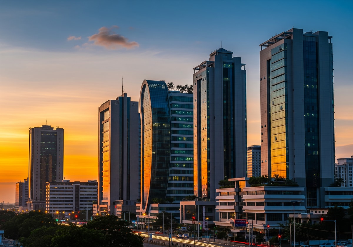 Modern office buildings in Dar es Salaam business district