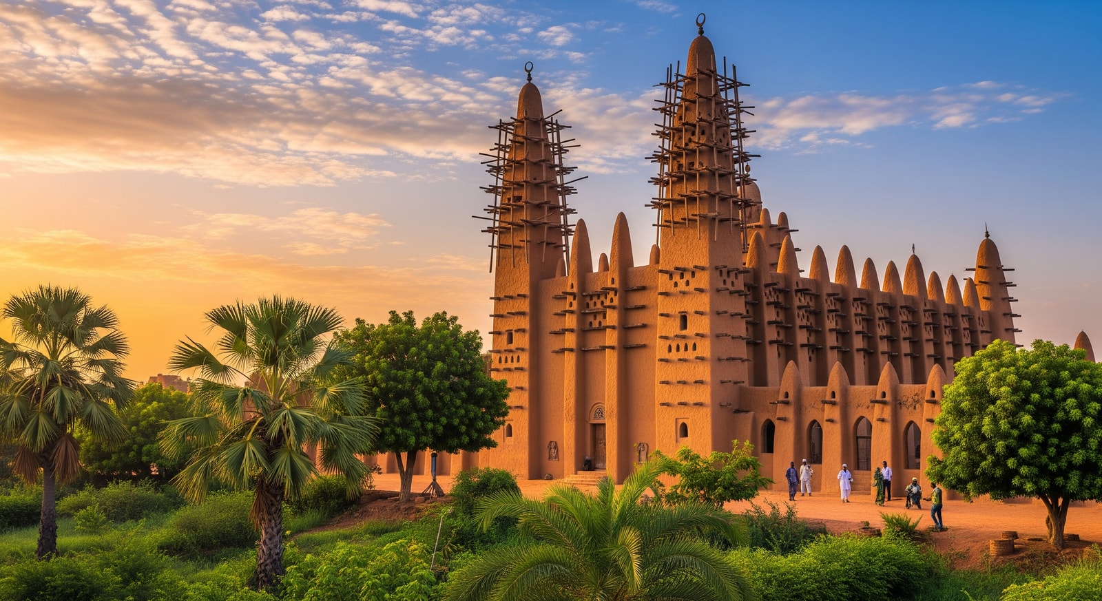 The impressive Sudanese-style Grand Mosque of Bobo-Dioulasso with its distinctive mud-brick minarets