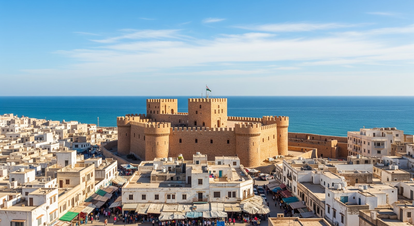 Historic Red Castle (Assai al-Hamra) of Tripoli overlooking the Mediterranean Sea and old medina