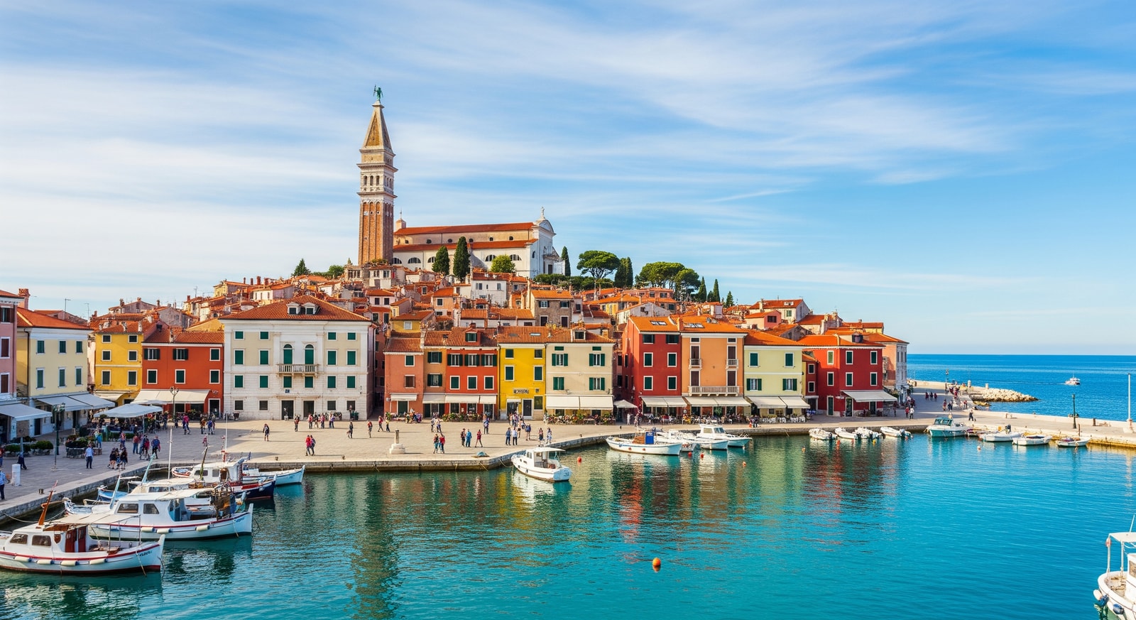 Picturesque coastal town of Piran with Venetian architecture and Tartini Square overlooking the Adriatic Sea