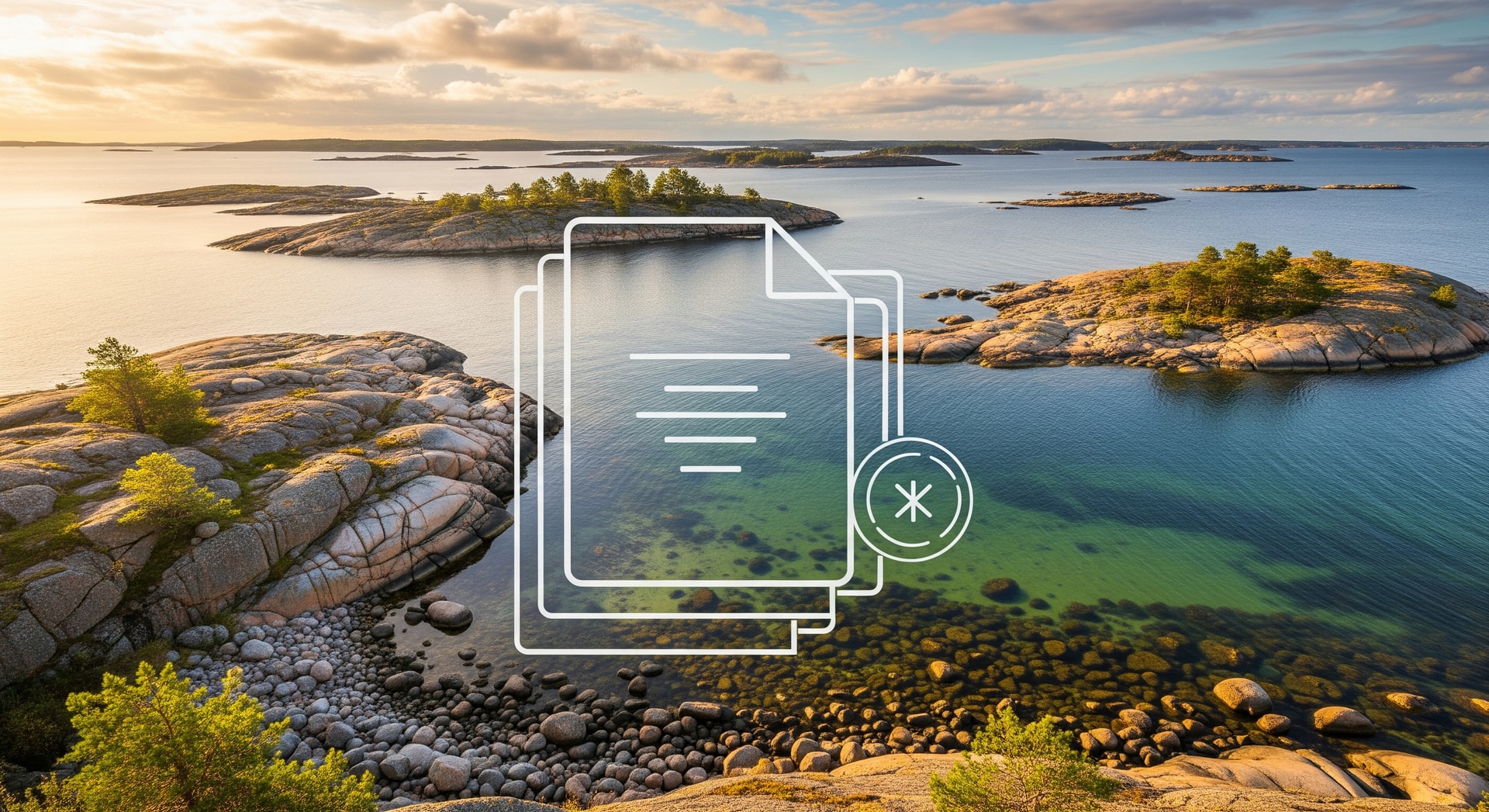 Scenic archipelago of the Åland Islands with rocky shores and Baltic Sea waters representing the autonomous Swedish-speaking region of Finland