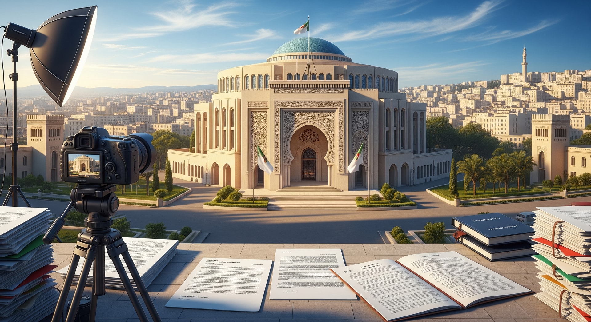Panoramic view of Algiers representing Algeria's administrative center for document processing and translation services