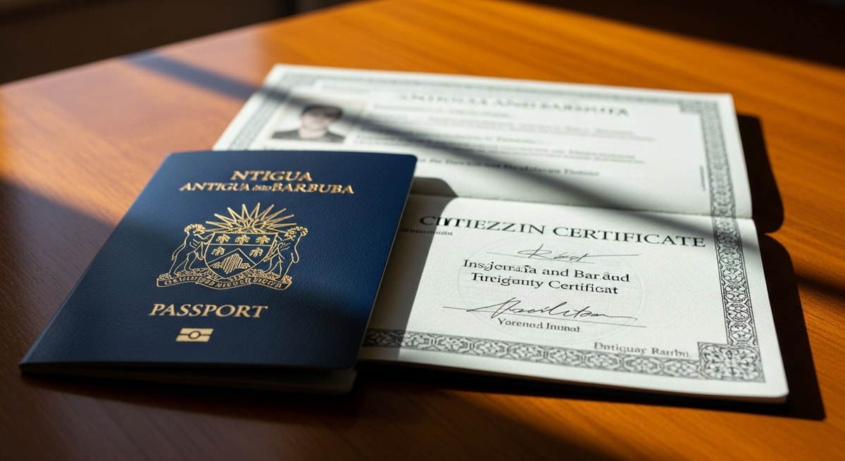 Antigua and Barbuda passport and citizenship certificate