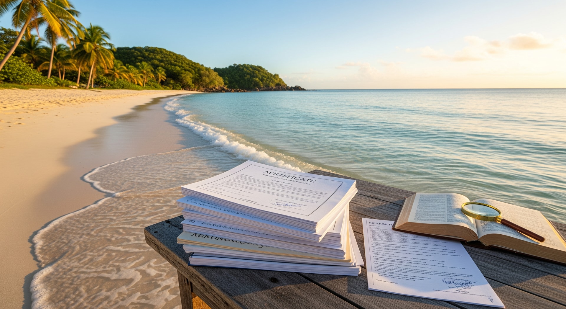Beautiful Caribbean coastline of Antigua with white sand beaches and turquoise waters