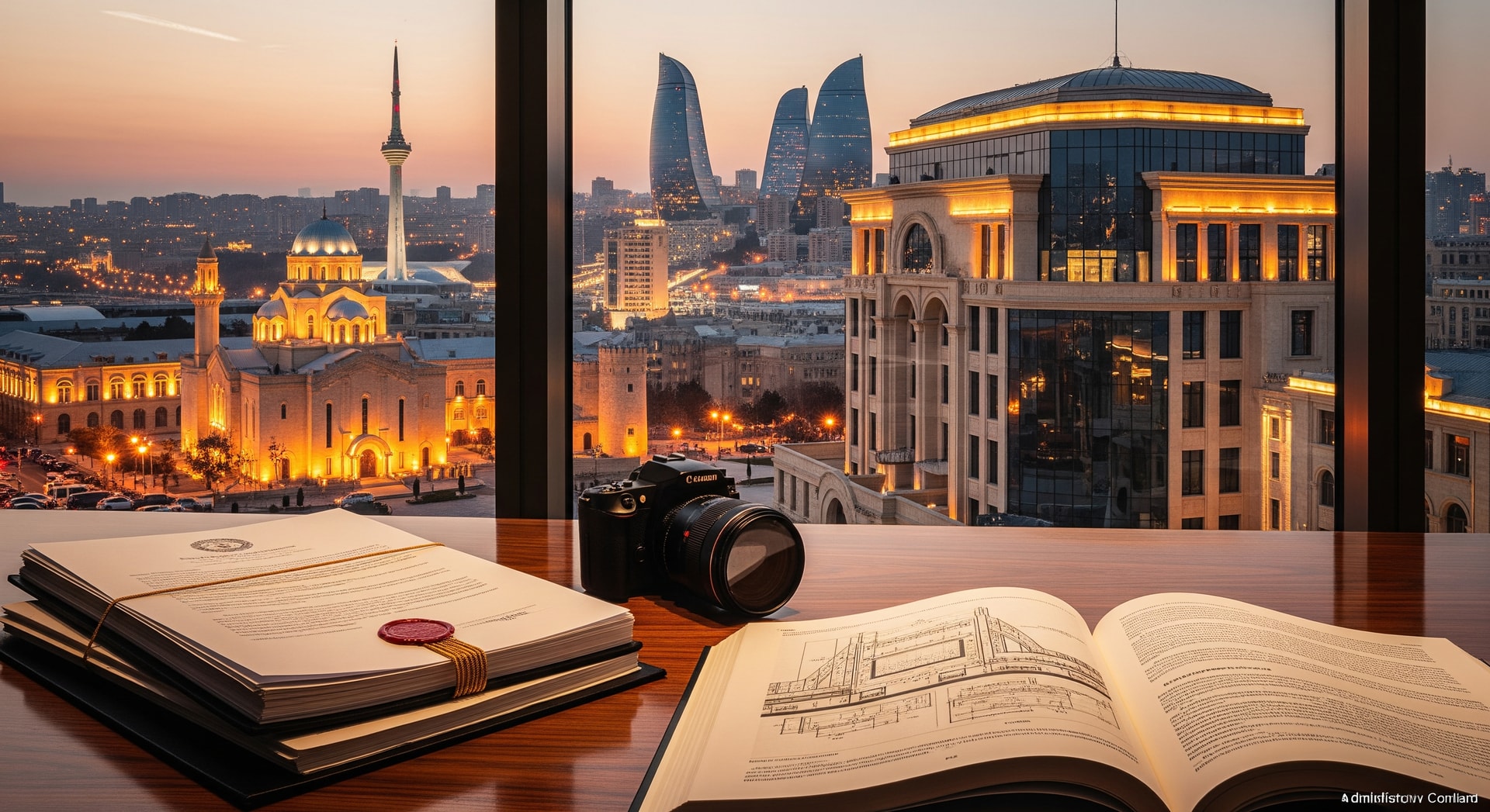 Baku skyline representing Azerbaijan's administrative center for document processing and certified translation services