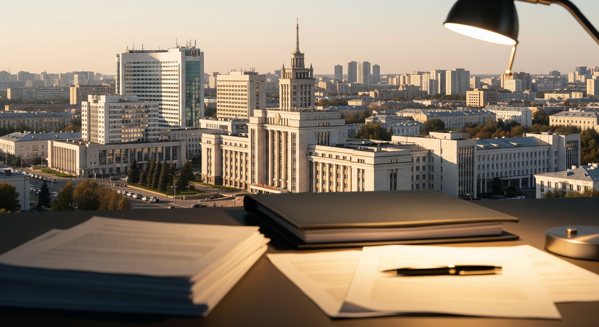 Minsk cityscape representing Belarus's administrative center for document processing and translation services
