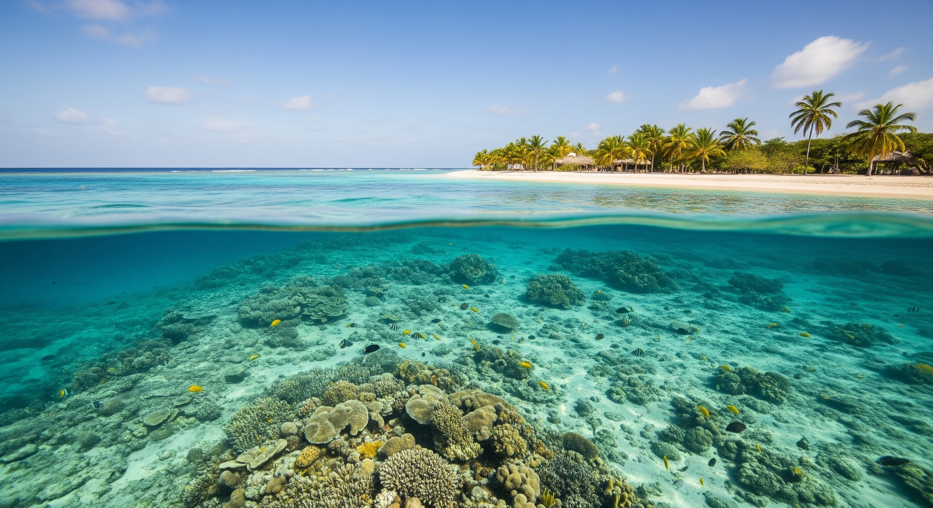 Coral reefs and coastline of Bonaire representing the three BES Islands as special municipalities of the Netherlands in the Caribbean