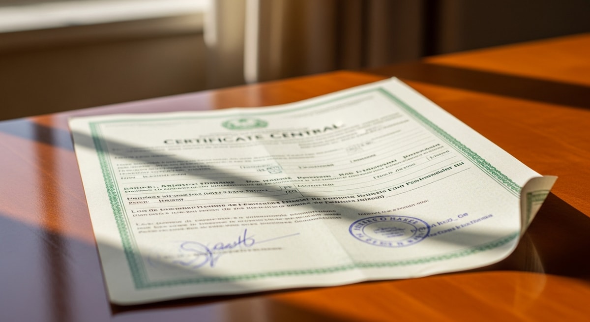 Central African birth certificate in French