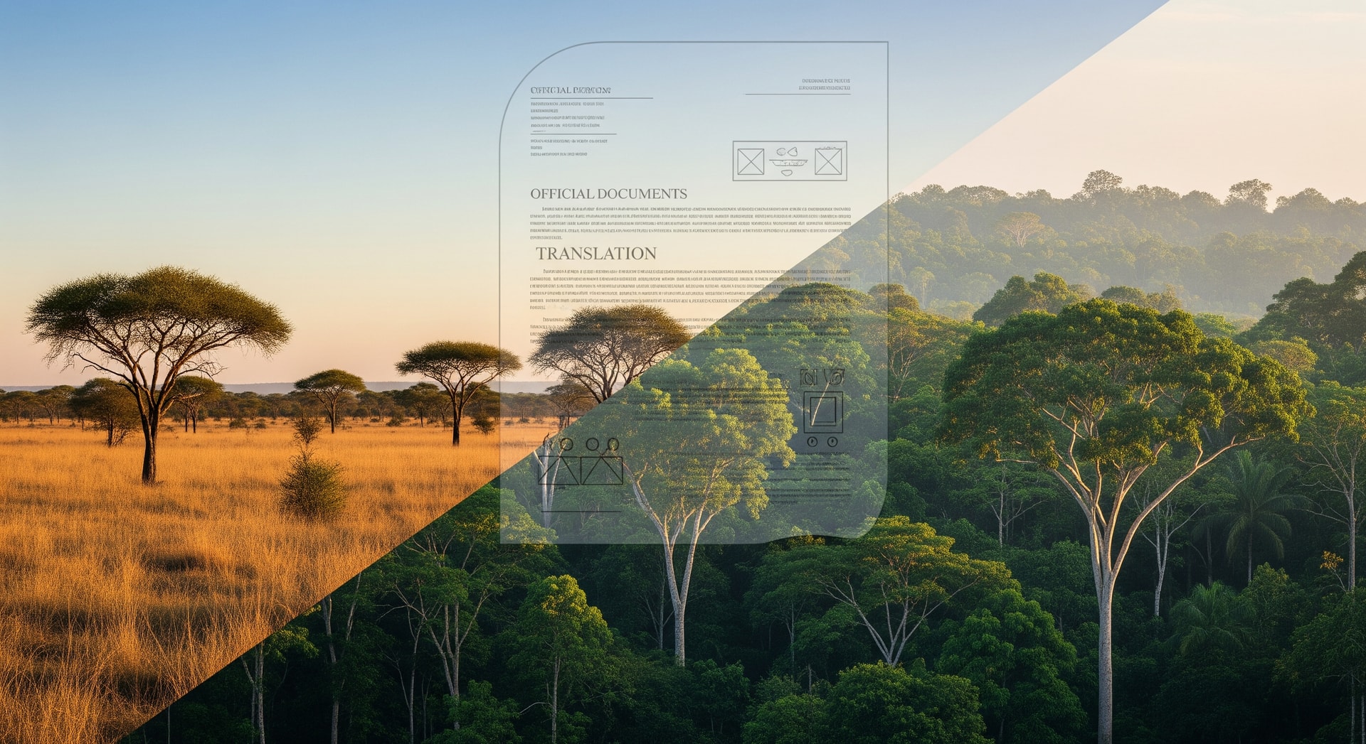 Landscape of Central African Republic with savanna and tropical forests