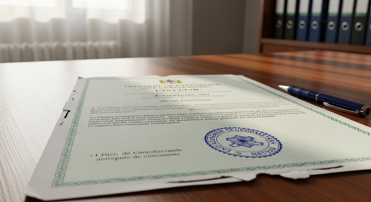 Chadian birth certificate in French from état civil office with official seal