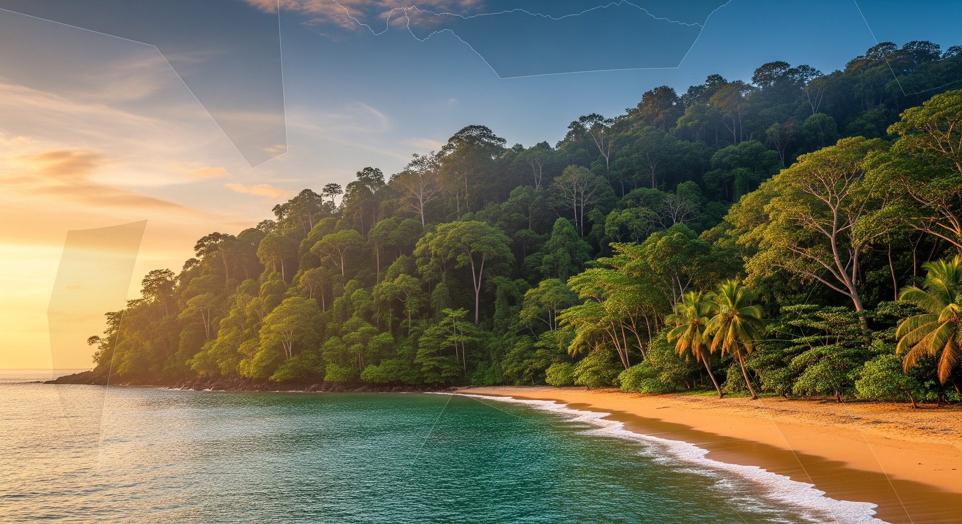 Tropical landscape of Equatorial Guinea with rainforest and coastal areas