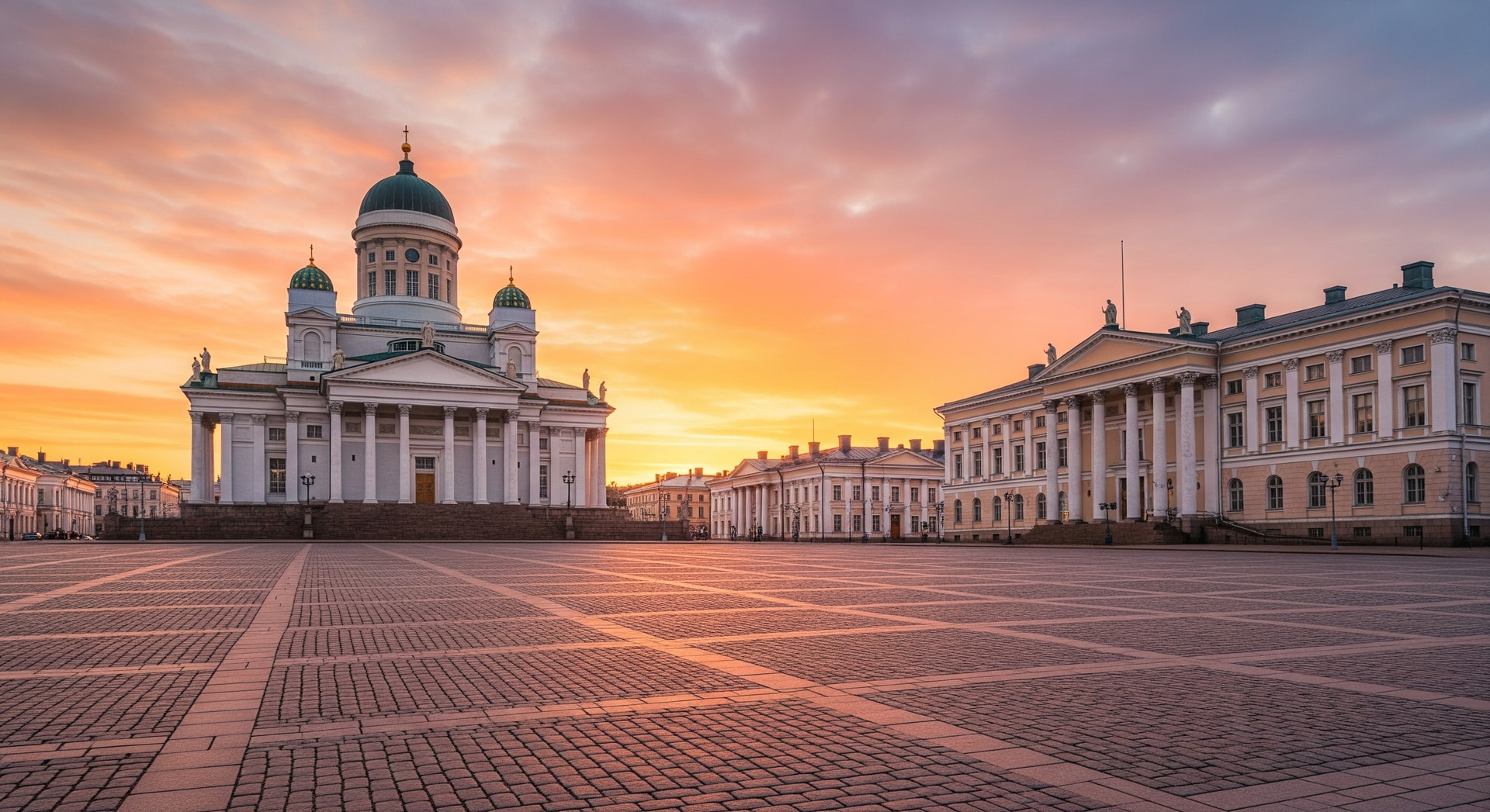 Helsinki Senate Square with Helsinki Cathedral and Government Palace representing Finland's administrative and cultural heritage