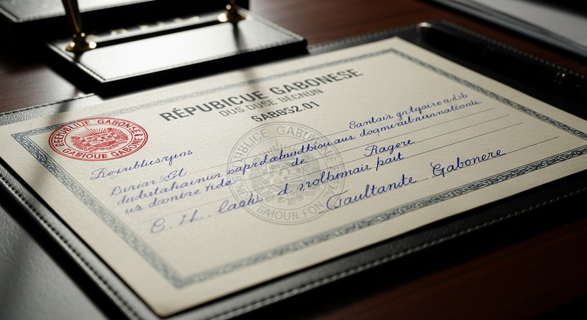 Gabonese birth certificate in French with official seal