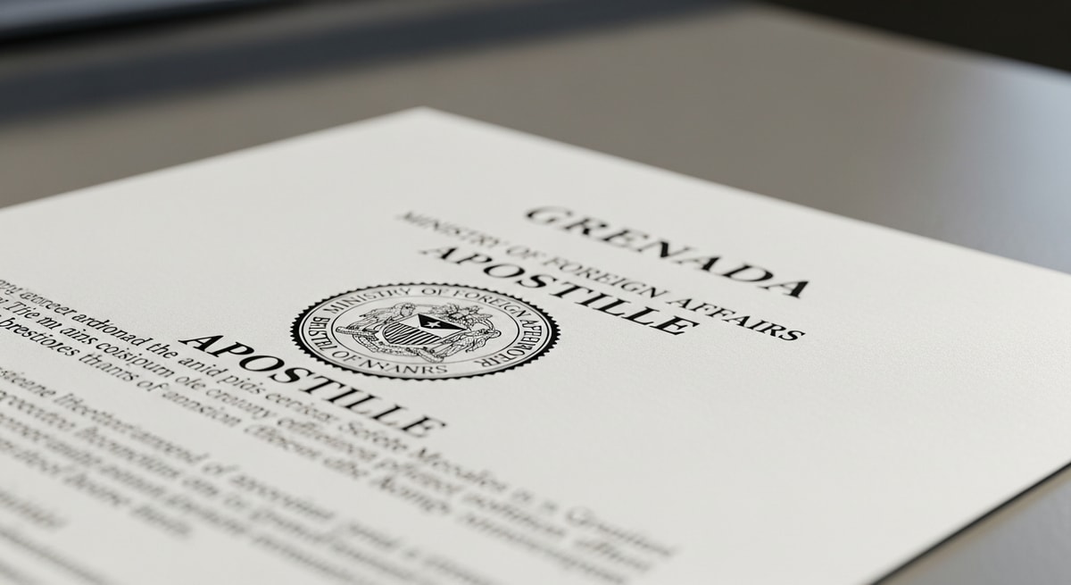 Apostille certificate from Grenada Ministry of Foreign Affairs with official seal