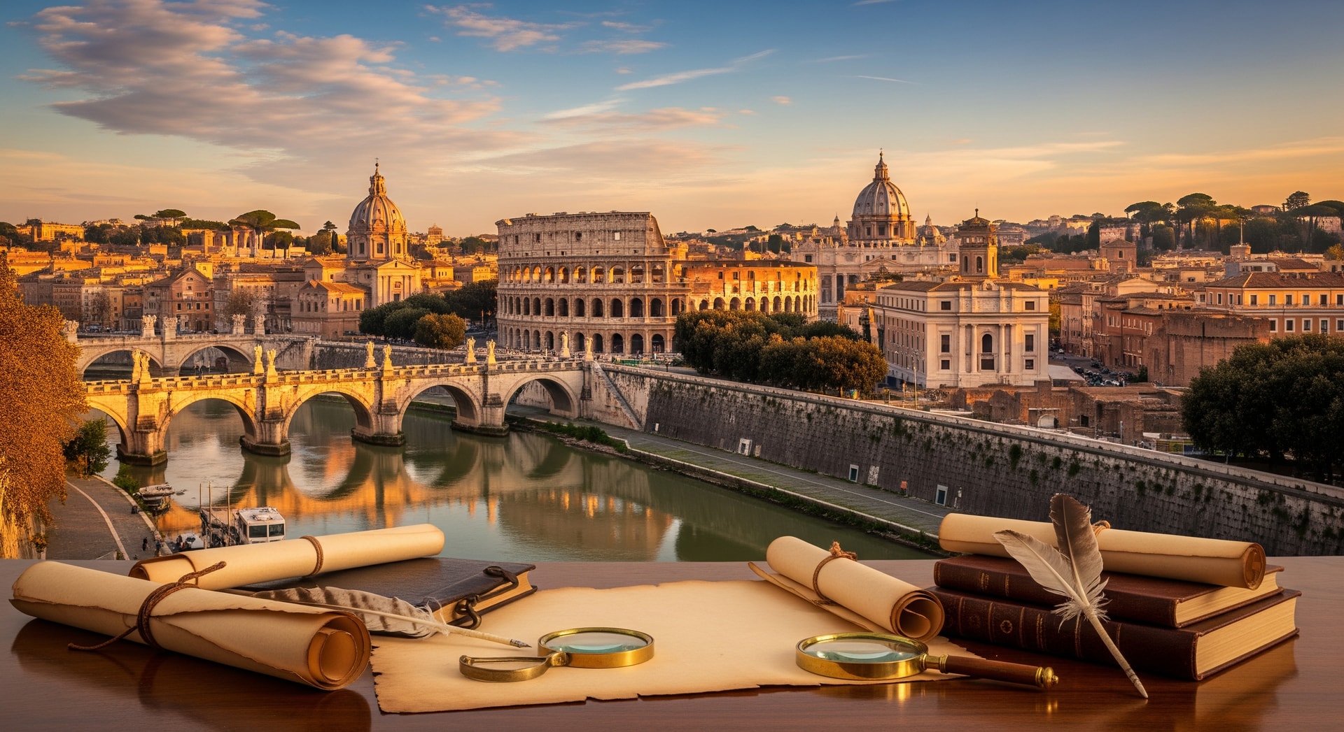 Panoramic view of Rome with historic architecture and the Colosseum representing Italy's rich institutional and cultural heritage