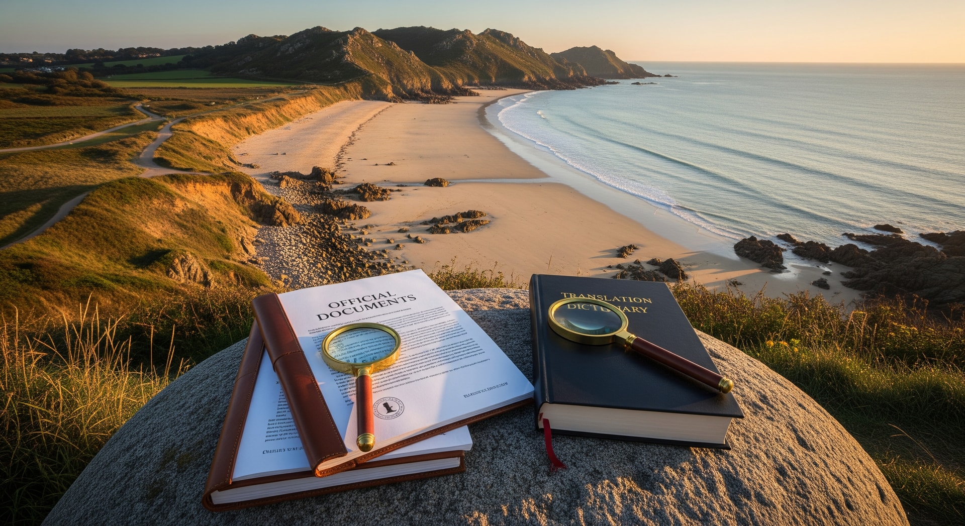 Jersey island coastline with sandy beaches representing this British Crown Dependency and premier offshore financial centre in the English Channel