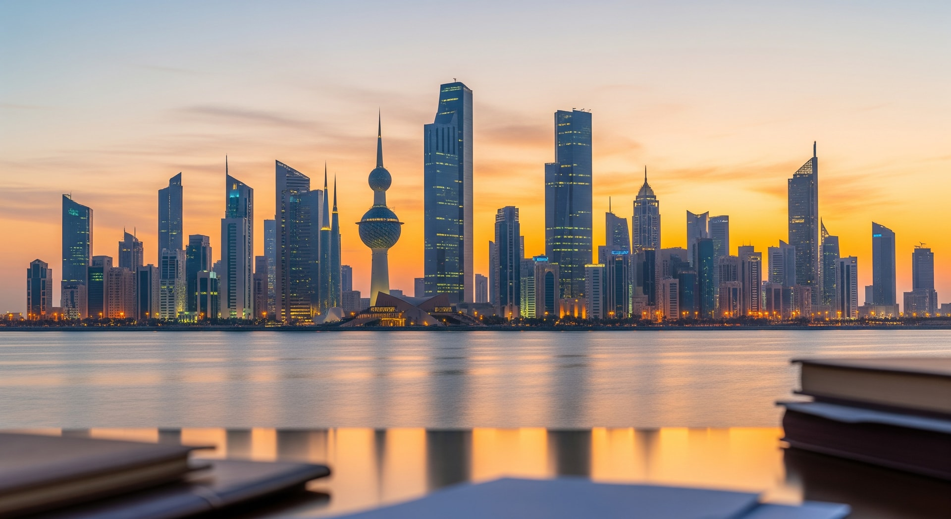 Kuwait City skyline with modern towers along the waterfront representing the country's institutional and administrative hub