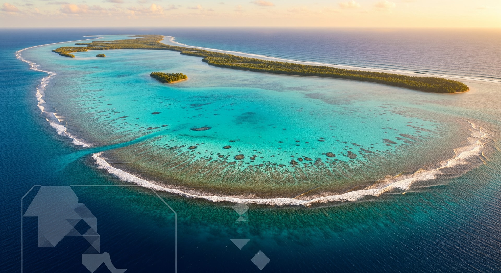 Mayotte lagoon with its turquoise waters and barrier reef representing this French overseas department in the Indian Ocean between Madagascar and the African coast