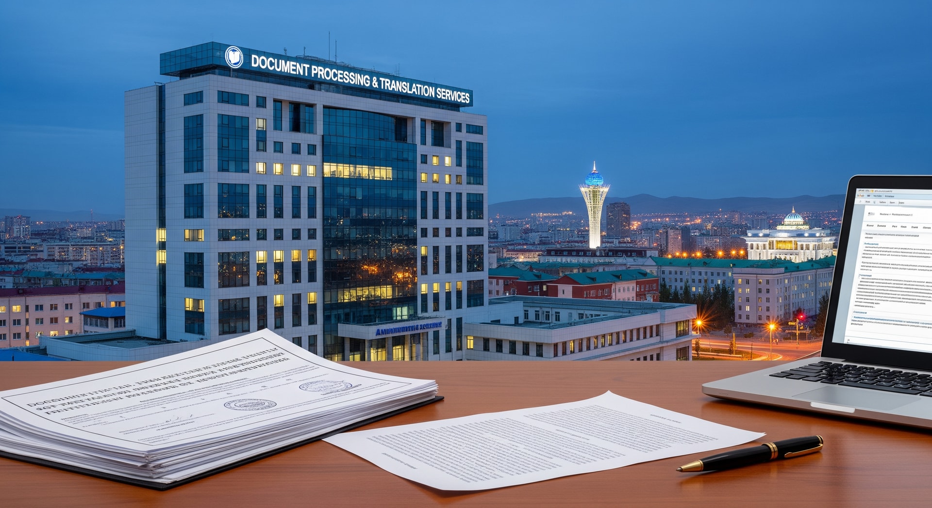 Ulaanbaatar cityscape representing Mongolia's administrative center for document processing and translation services