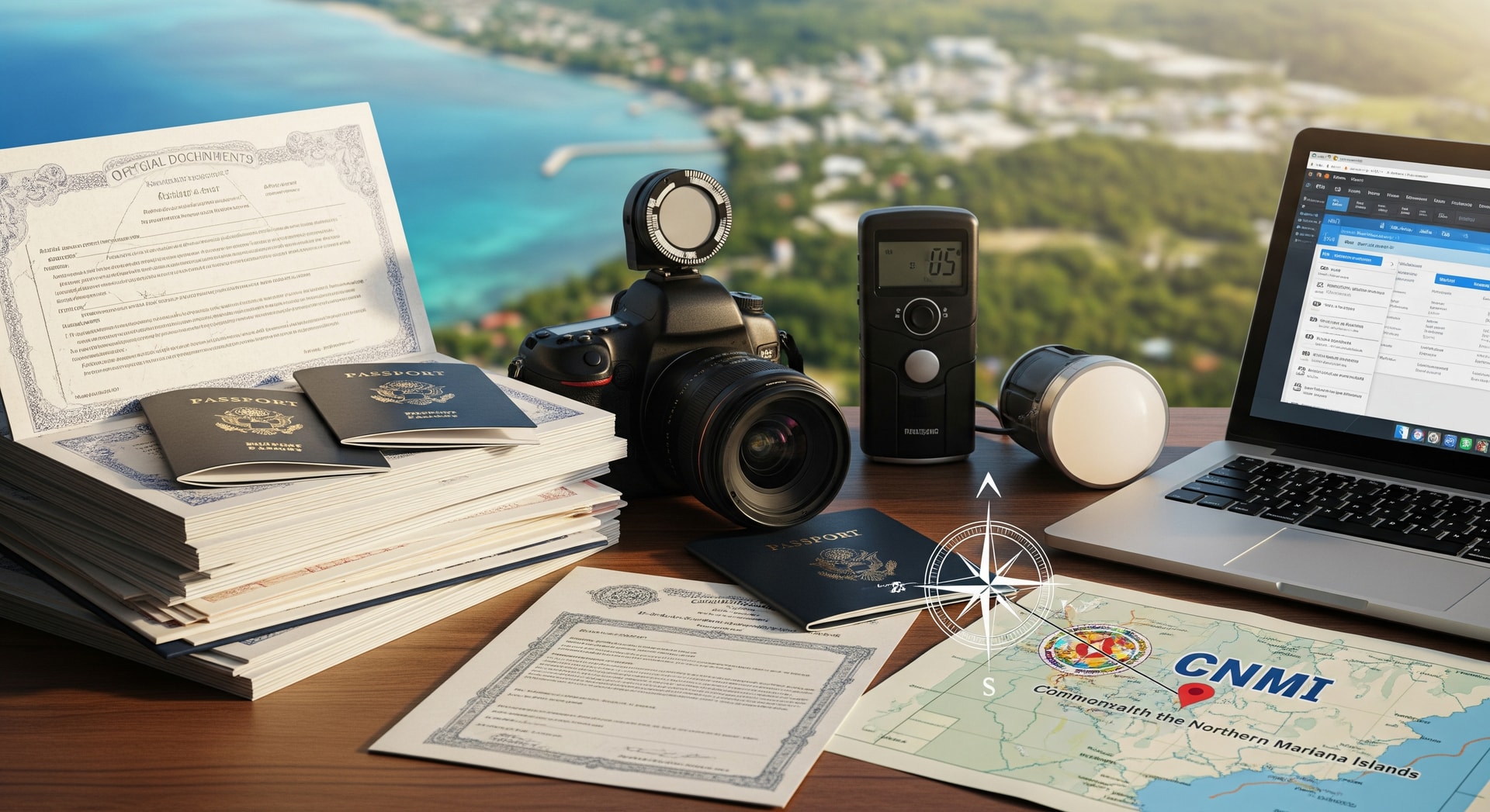 Aerial view of Saipan the capital of the Northern Mariana Islands representing official CNMI document translation services
