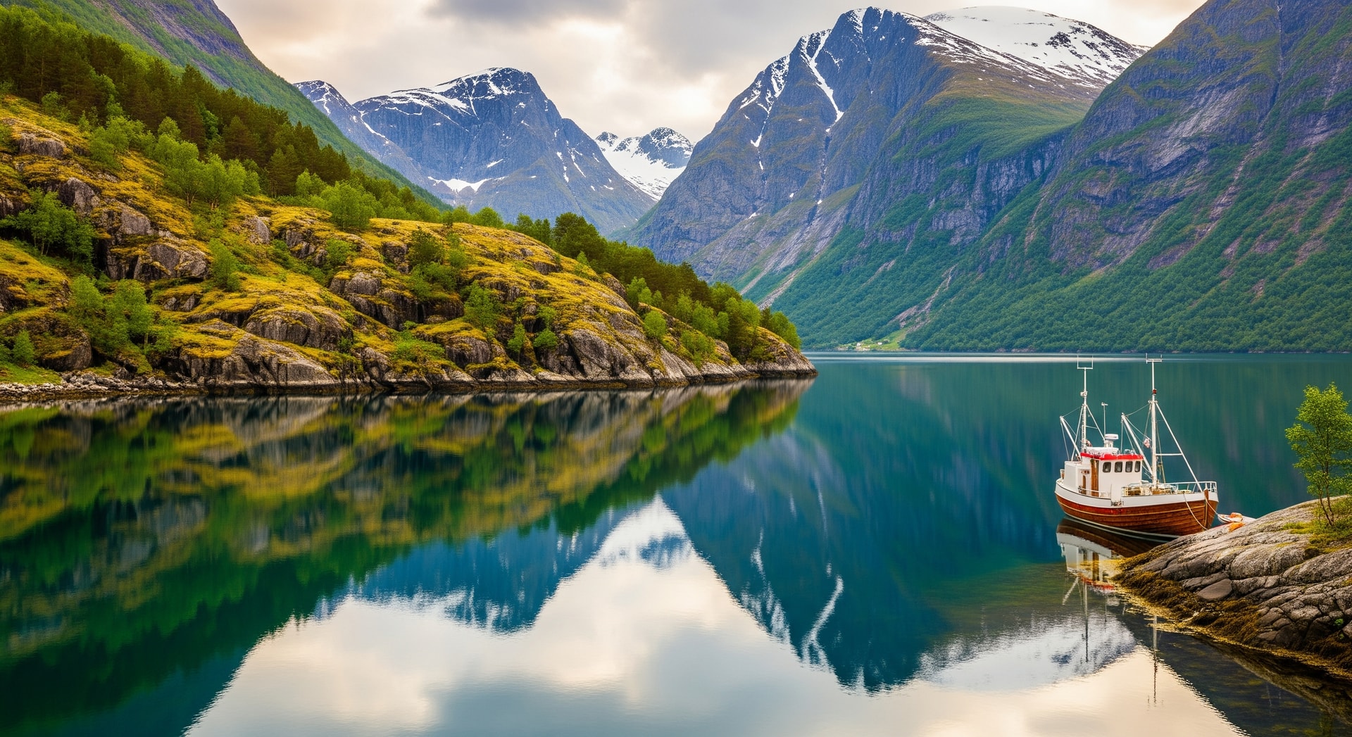 Scenic Norwegian fjord landscape with mountains and clear waters representing Norway's natural beauty and cultural heritage