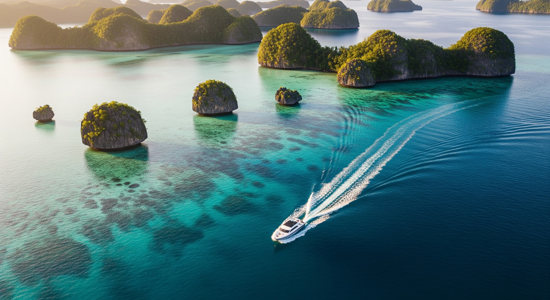 Aerial view of Palau's Rock Islands and turquoise lagoon, representing official Palauan document translation services