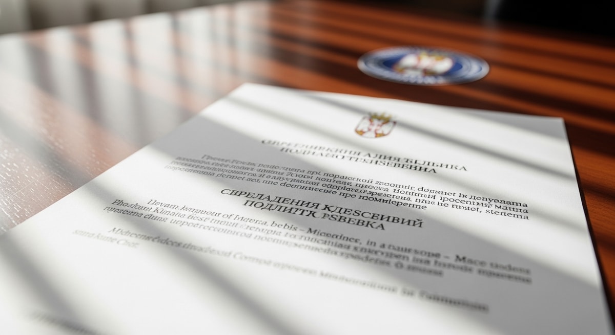 Serbian text in both Cyrillic and Latin scripts illustrating Serbia's dual-script administrative system