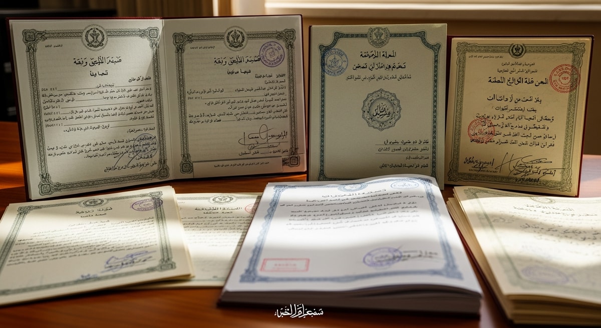 Sudanese civil registry documents written in Arabic script, including birth certificates and marriage contracts issued by state-level civil registration offices