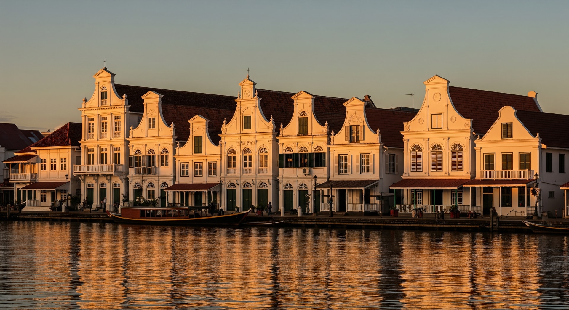 Paramaribo waterfront with historic colonial architecture along the Suriname River