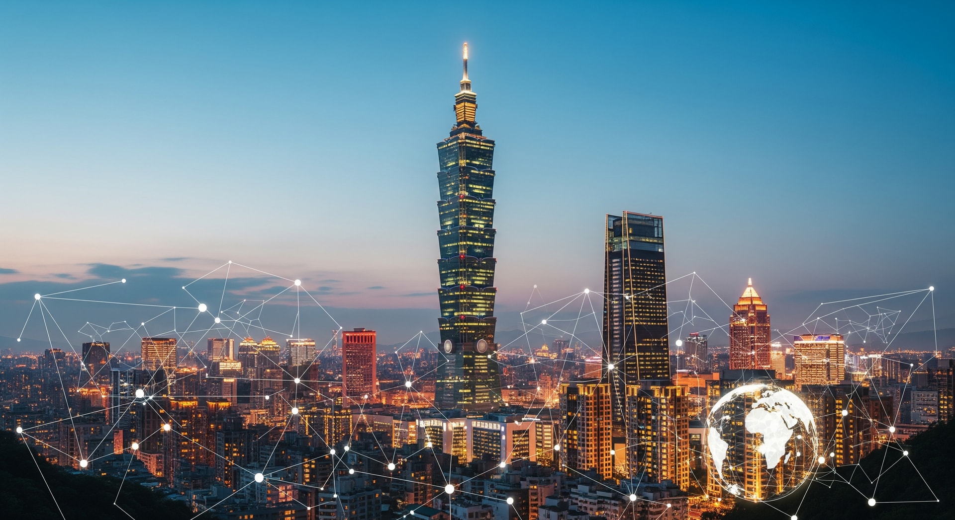 Taipei city skyline with Taipei 101 tower, representing Taiwan's dynamic business and immigration landscape
