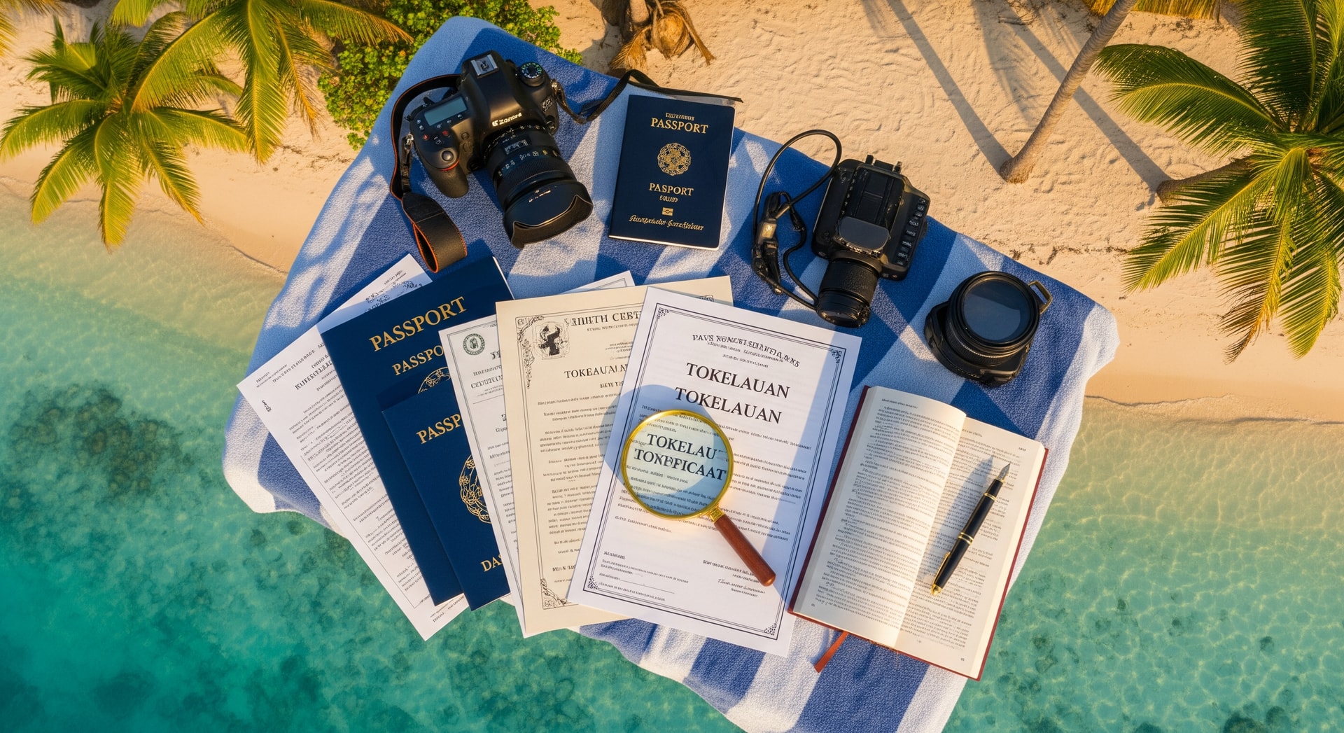 Aerial view of Tokelau atoll in the South Pacific Ocean representing official Tokelau document translation services