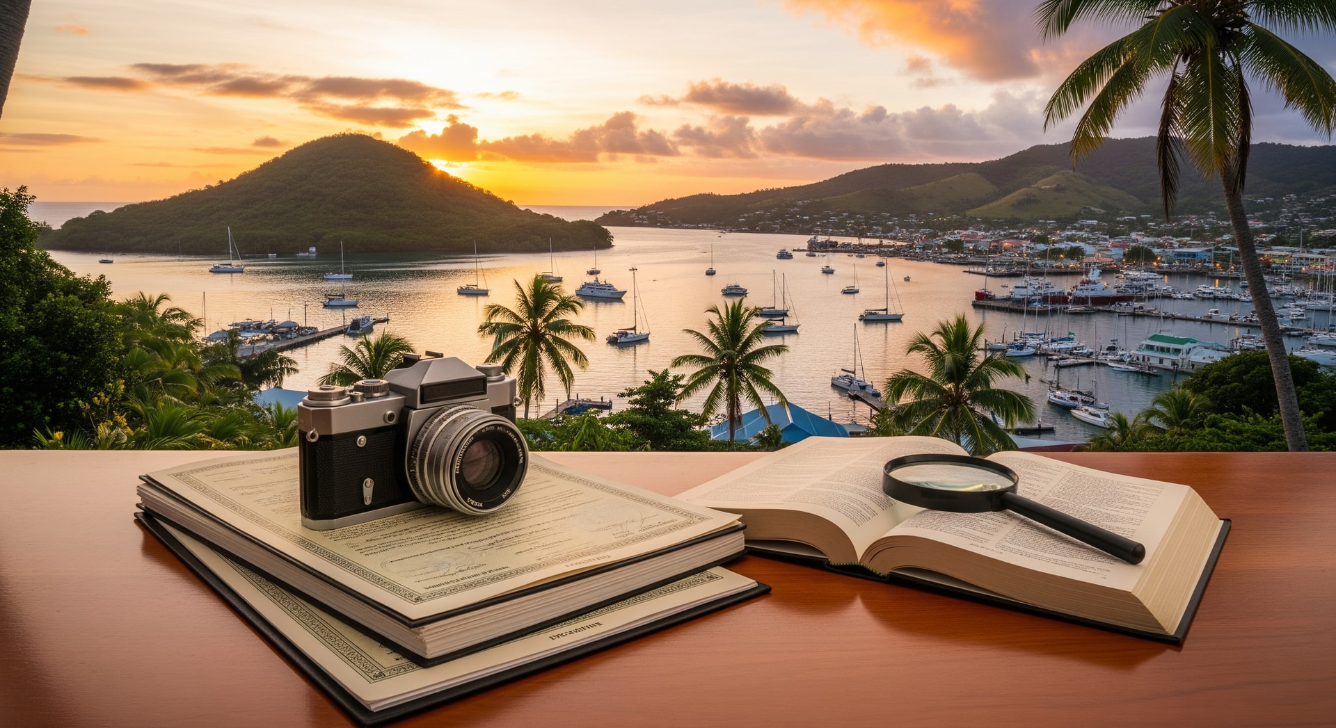 Scenic view of Port Vila harbour in the Republic of Vanuatu, representing official Vanuatu document translation services