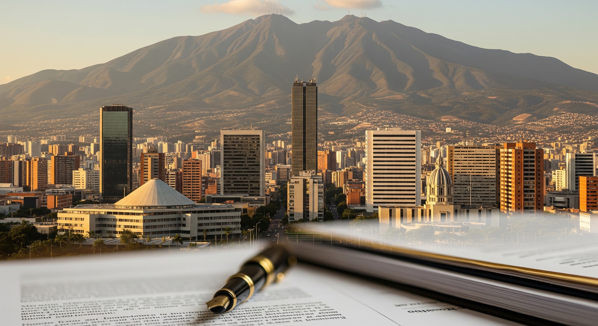 Caracas skyline with Ávila mountain representing Venezuela's institutional and administrative landscape